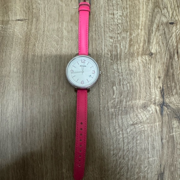 Fossil Watch with Pink Leather Strap - Picture 1 of 3
